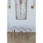 Τραπεζάκι Βοηθητικό BISI Γκρι/Όψη Μαρμάρου Μοριοσανίδα/Ξύλο 33.5x52/33.5x47/33.5x42cm Σετ 3Τμχ