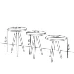 Τραπεζάκι Βοηθητικό BISI Γκρι/Όψη Μαρμάρου Μοριοσανίδα/Ξύλο 33.5x52/33.5x47/33.5x42cm Σετ 3Τμχ