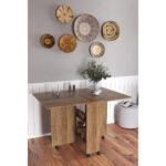 Τραπεζάκι Πτυσσόμενο Με Ροδάκια STANLEY Καρυδί Μοριοσανίδα 120x80x73cm