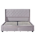 Κρεβάτι Διπλό  ANNONA Ivory Βελούδο (Στρώμα 160x200cm)