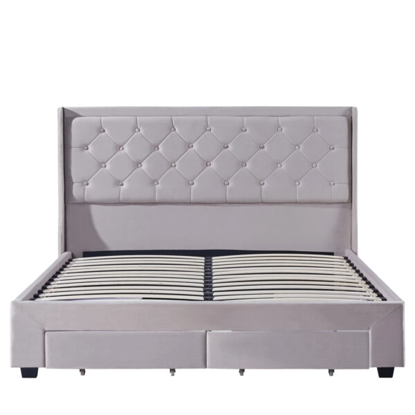 Κρεβάτι Διπλό  ANNONA Ivory Βελούδο (Στρώμα 160x200cm)