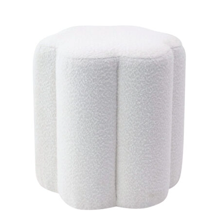 Σκαμπό BAT FLOWER Λευκό Ύφασμα Μπουκλέ 38x38x40cm