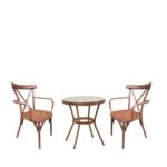 Σετ Τραπεζαρία Κήπου BURUNDI Μπαμπού Αλουμίνιο/Γυαλί Με 2 Καρέκλες 14990215