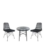 Σετ Τραπεζαρία Κήπου  APPIUS Μαύρο Μέταλλο/Rattan/Γυαλί Με 2 Καρέκλες 14990364