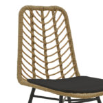 Καρέκλα Naoki  rattan σε φυσική απόχρωση με μαύρο μαξιλάρι και μεταλλικό μαύρο πόδι 45.5x59.5x89εκ