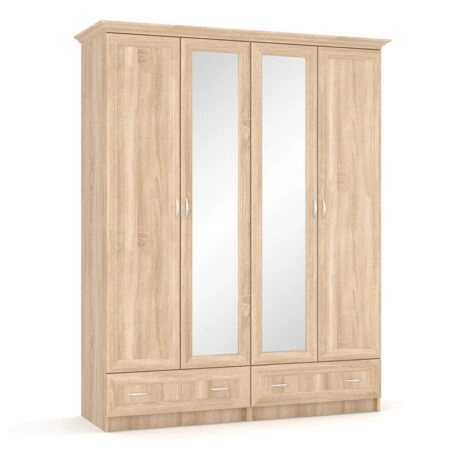 Ντουλάπα Rebecca  καθρέπτης τετράφυλλη sonoma 160x52x210εκ