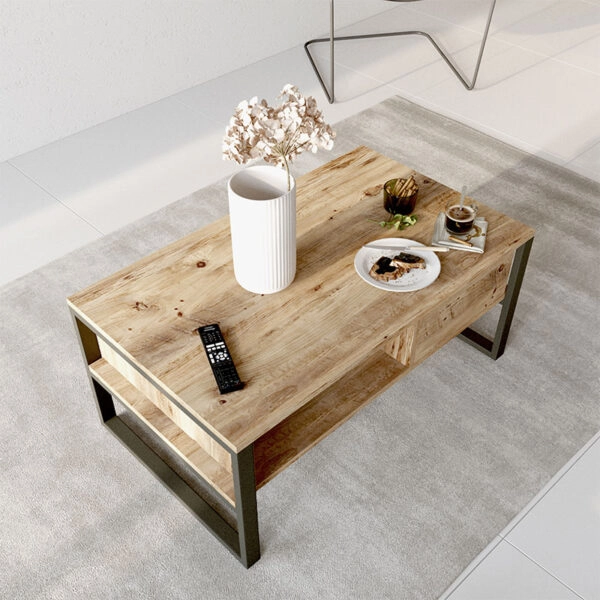 Τραπέζι σαλονιού Honora  oak-μαύρο 100x60x44,5εκ