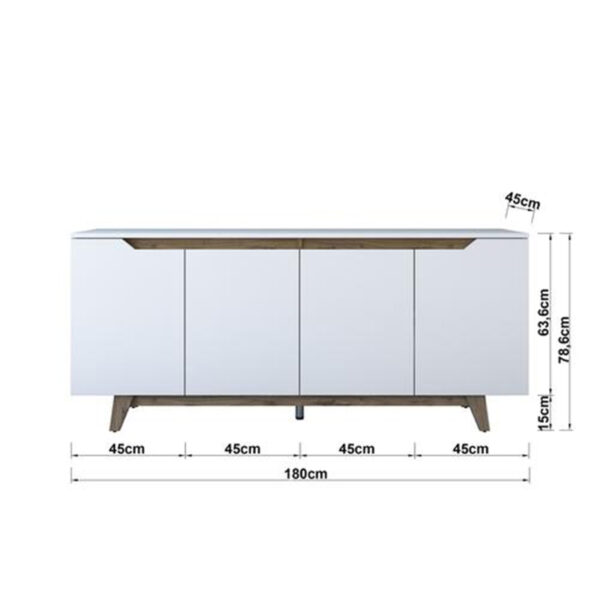 Μπουφές Rafaelo  λευκό-καρυδί 180x45x78,5εκ