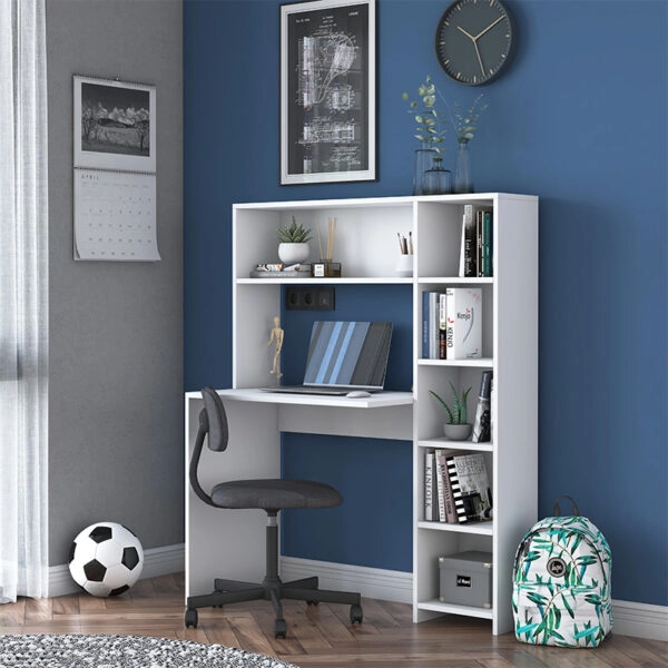 Γραφείο με βιβλιοθήκη Janson  λευκό 113x40x142εκ