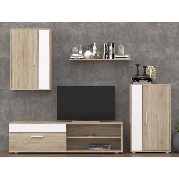 Σύνθετο σαλονιού Zafira  sonoma-λευκό 190x35x190εκ