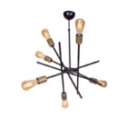 Φωτιστικό οροφής εξάφωτο Hugo  E27 μαύρο-χρυσό 55x55x35εκ