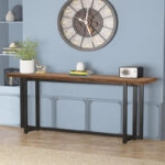 Κονσόλα Dice  μασίφ ξύλο πεύκου καρυδί-μαύρο 150x30x90εκ