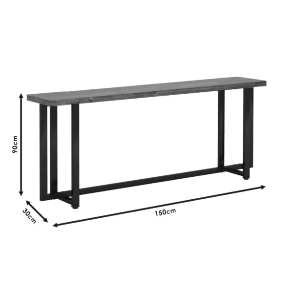 Κονσόλα Dice  μασίφ ξύλο πεύκου καρυδί-μαύρο 150x30x90εκ