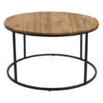 Τραπέζι σαλονιού Emilian  oak μελαμίνης-μαύρο μέταλλο Φ60x42εκ