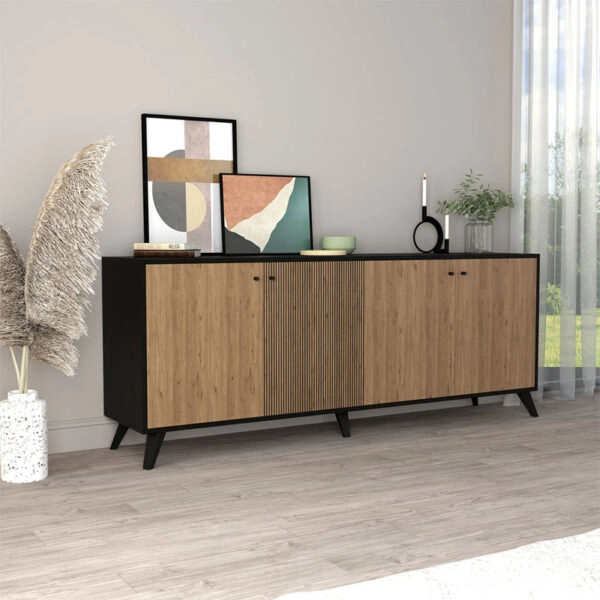 Μπουφές Flipter  μελαμίνης oak-μαύρο 180x40x78,6εκ