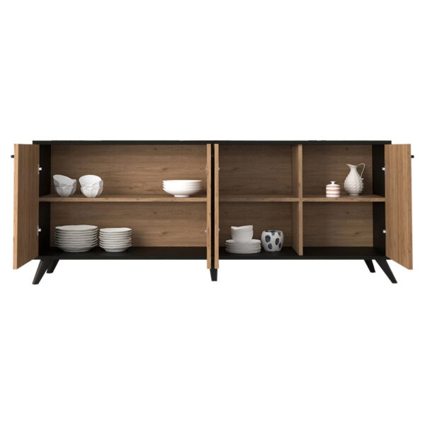 Μπουφές Flipter  μελαμίνης oak-μαύρο 180x40x78,6εκ