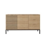 Μπουφές Leodrif  μελαμίνης oak-μαύρο 140x40x80εκ