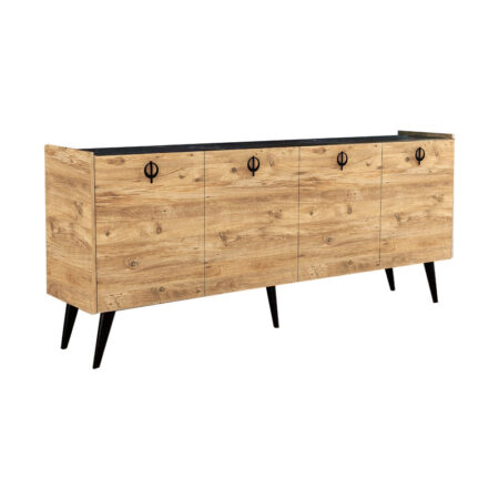 Μπουφές Jeslie  μελαμίνης oak-ανθρακί 180x40x79εκ
