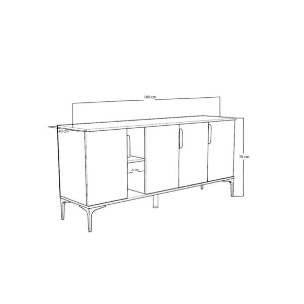 Μπουφές Tajesy  μελαμίνης ανθρακί-oak 180x40x78εκ