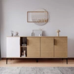 Μπουφές Tajesy  μελαμίνης λευκό-oak 180x40x78εκ