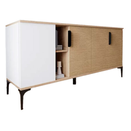 Μπουφές Tajesy  μελαμίνης λευκό-oak 180x40x78εκ