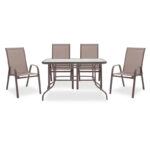 Τραπεζαρία Ensure-Calan σετ 5τεμ  μέταλλο-textilene καφέ