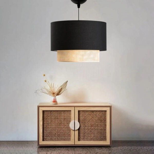 Φωτιστικό οροφής Fersa  μαύρο-φυσικό Φ30x20εκ