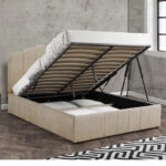 Κρεβάτι Tatiana  ύφασμα μπεζ με αποθηκευτικό χώρο 160x200εκ