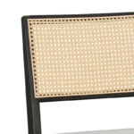 Καρέκλα Winslow  ξύλο rubberwood μαύρο-pvc rattan φυσικό-ύφασμα γκρι