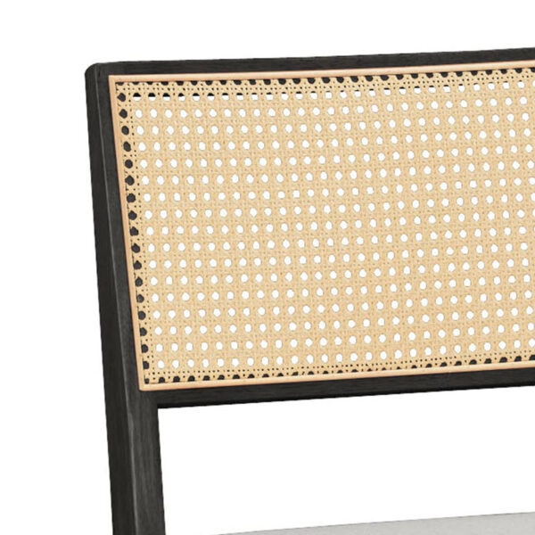 Καρέκλα Winslow  ξύλο rubberwood μαύρο-pvc rattan φυσικό-ύφασμα γκρι