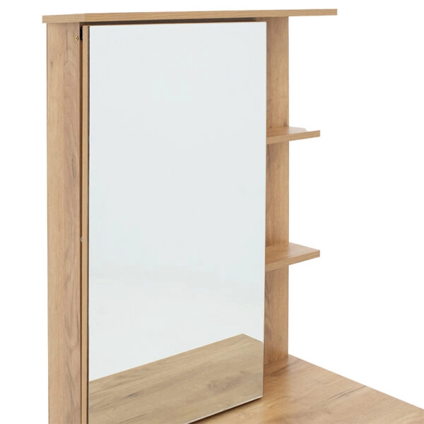 Τουαλέτα κρεβατοκάμαρας Zelia με καθρέπτη και σκαμπό χρώμα oak 60x40.5x151εκ