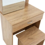 Τουαλέτα κρεβατοκάμαρας Zelia με καθρέπτη και σκαμπό χρώμα oak 60x40.5x151εκ