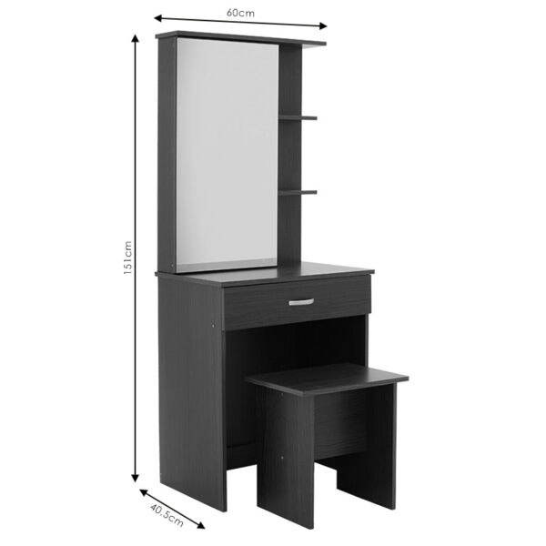 Τουαλέτα κρεβατοκάμαρας Zelia με καθρέπτη και σκαμπό χρώμα oak 60x40.5x151εκ