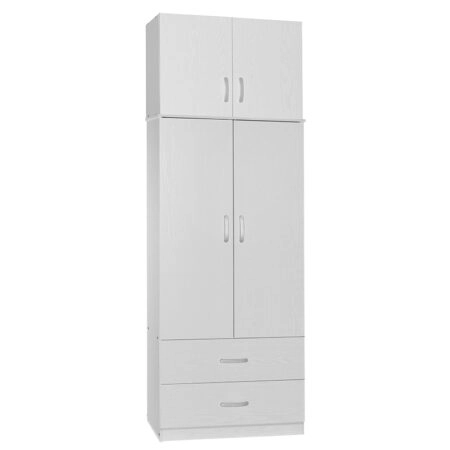 Ντουλάπα δίφυλλη και πατάρι Zelia  λευκό 79x42x240εκ.