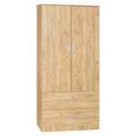 Ντουλάπα δίφυλλη και πατάρι Zelia  φυσικό 79x42x240εκ.