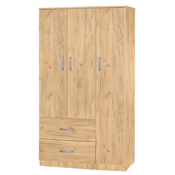 Ντουλάπα τρίφυλλη και πατάρι Zelia  φυσικό 90x42x240εκ.