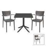 Τραπεζαρία Icon-Frontline  σετ 5τεμ PP σε ανθρακί απόχρωση