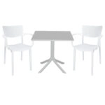 Τραπεζαρία Icon-Fontline  σετ 3τεμ PP σε λευκή απόχρωση