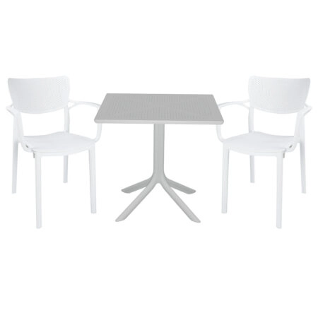 Τραπεζαρία Icon-Fontline pakoworld σετ 3τεμ PP σε λευκή απόχρωση