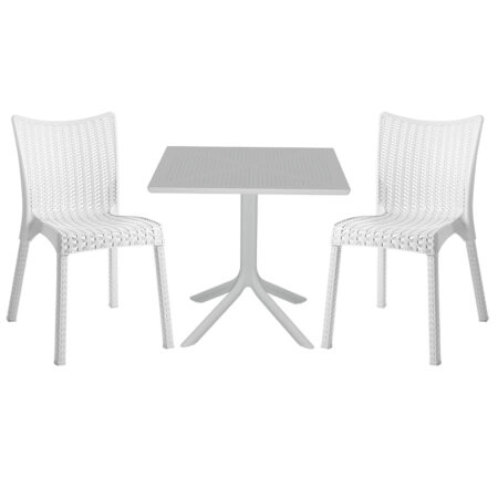 Τραπεζαρία Icon-Confident pakoworld σετ 3τεμ PP σε λευκή απόχρωση