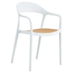 Πολυθρόνα Ember στοιβαζόμενη  με UV protection PP μπεζ- λευκό 52.5x56.5x81εκ.