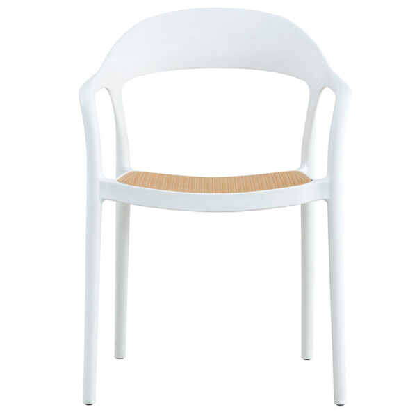 Πολυθρόνα Ember στοιβαζόμενη  με UV protection PP μπεζ- λευκό 52.5x56.5x81εκ.