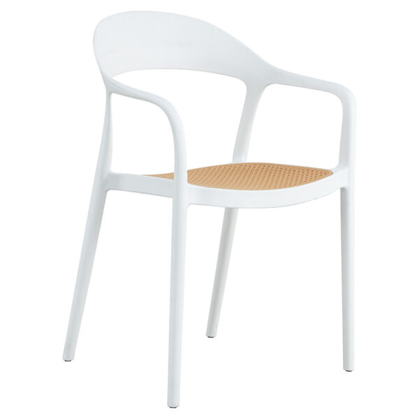 Πολυθρόνα Ember στοιβαζόμενη  με UV protection PP μπεζ- λευκό 52.5x56.5x81εκ.