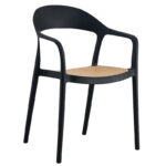Πολυθρόνα Ember στοιβαζόμενη  με UV protection PP μπεζ-μαύρο 52.5x56.5x81εκ.