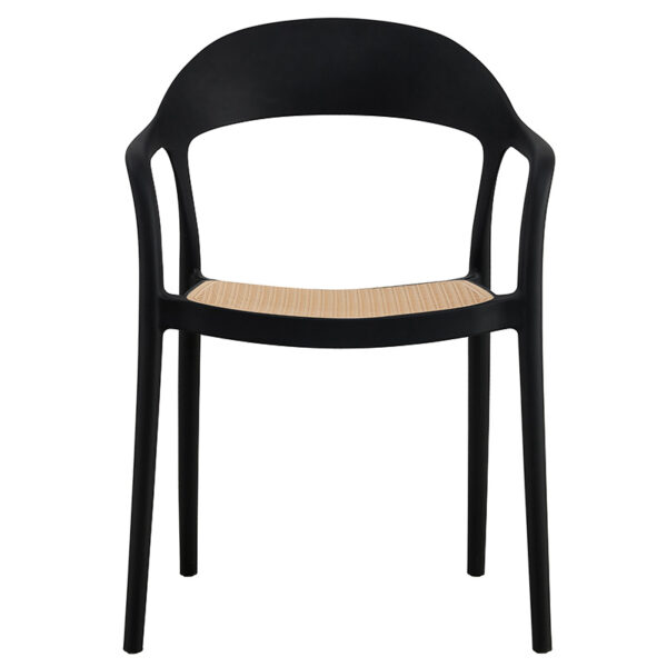 Πολυθρόνα Ember στοιβαζόμενη  με UV protection PP μπεζ-μαύρο 52.5x56.5x81εκ.