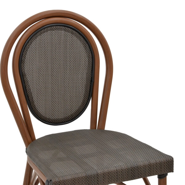 Σκαμπό μπαρ Dezyan  καρυδί αλουμίνιο-γκρι textilene 41.5x53.5x116εκ