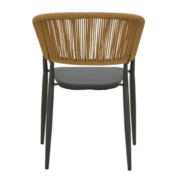 Πολυθρόνα αλουμινίου Raven στοιβαζόμενη ανθρακί σκελετός-textilene φυσικό rattan 57x62x78εκ