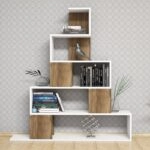 Βιβλιοθήκη PRUNELA Λευκό/Καρυδιά 120x22x131cm