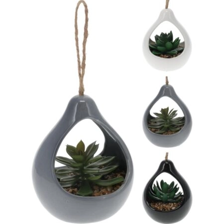 Φυτό Τεχνητό ArteLibre Κρεμαστό Σε Κεραμικό Δοχείo Σε 3 Ποικιλίες