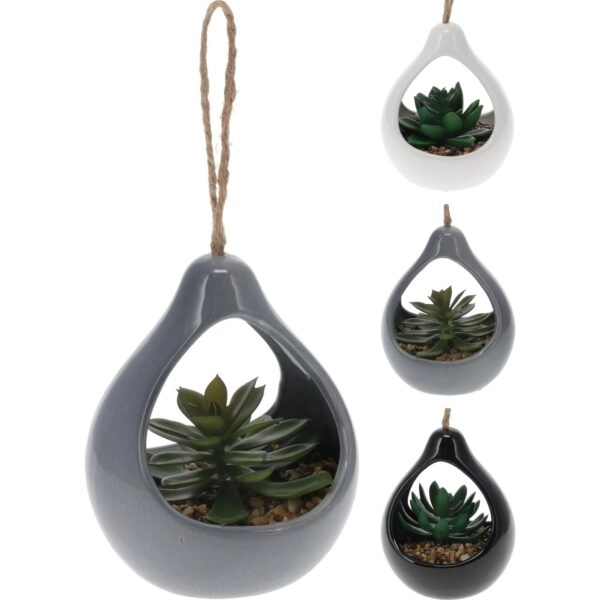 Φυτό Τεχνητό ArteLibre Κρεμαστό Σε Κεραμικό Δοχείo Σε 3 Ποικιλίες